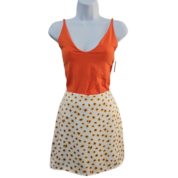 REVOLVE Dresses & Skirts - NWT Revolve Weworewhat Women Orange White Floral Mini Slip Skirt Size XS S M XL
